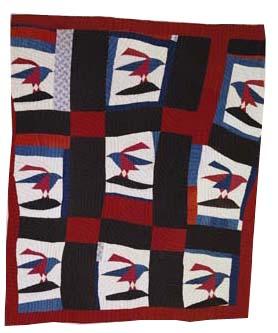 Whether the owner, Blanche Ransom Coleman Parker, made this quilt is unclear. What is clear is the dynamic impact of the quilt’s composition: bold color, and the sense of birds in flight. Blanche Parker was a skilled seamstress and devoted educator first in Carroll County, Tennessee and then in Missouri. In 1938 she came back to Carroll County as a Jeanes Supervisor, an African-American teacher chosen by individual southern county school superintendents for teaching and leadership skills. After her death in