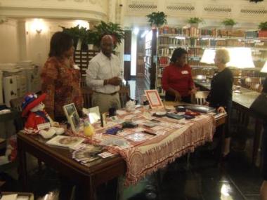 The DAR Store, temporarily relocated to the Library for the Open House, sold DAR and Memorial Continental Hall themed gift items and publications.