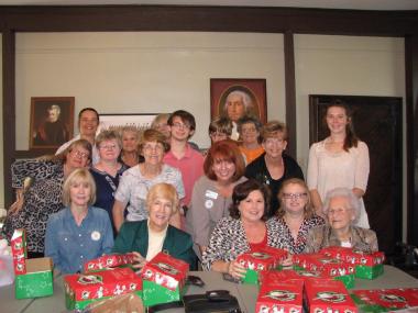 Captain William Edmiston Chapter had members get together at their very own historic building, The Old Post House, to fill Operation Christmas Child gift boxes on NSDAR Day of Service. 