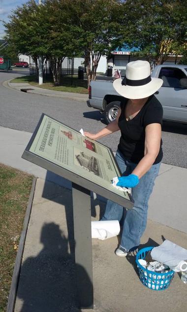 Fort Nelson daughters cleaning our many Path of History signs in Olde Towne, Portsmouth, Virginia.
