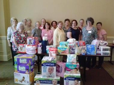 Peter Forney Chapter, Montgomery, Alabama collected diapers and other items for a local ministry center in Montgomery.