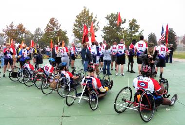 Grant Recipient, Patriotism: Akansa Chapter, Hot Springs Village, Ark. Grant monies were used to purchase adaptive cycling sports equipment for wounded Arkansas veterans so that they could participate in the 2012 Arkansas Challenge Ride. Specialized equipment is often beyond the means of many veterans.