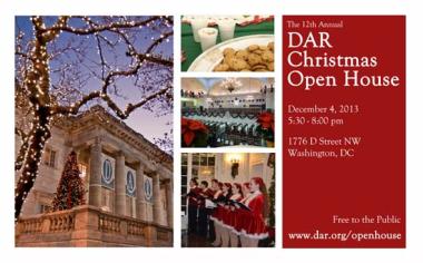 The 12th Annual DAR Christmas Open House was held on December 4, 2013 at DAR Memorial Continental Hall.