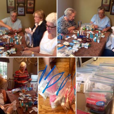 The Captain Peter Ankeny Chapter, OK celebrated the DAR Day of Service by making bags of personal care products for homeless and in need Veterans