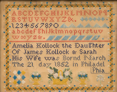 Sampler, about 1865 / Amelia Kollock / Philadelphia, Pennsylvania