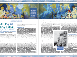 Magazine spread of American Spirit that talks about Art of the New Deal