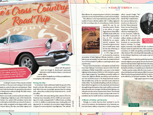 Magazine spread of american spirit with a pink thunderbird on it 