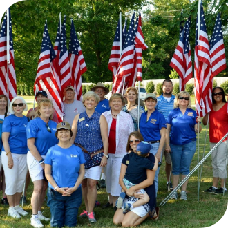 Group of women with the USA flag