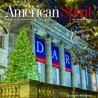 Front of the DAR building decorated for Christmas