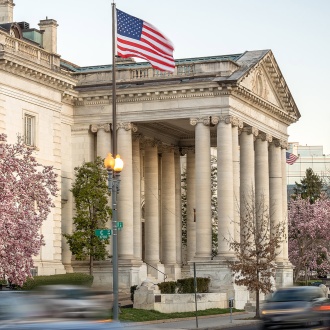 Magestic Columns at the front of constitution hall