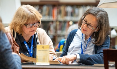 Members researching in Library
