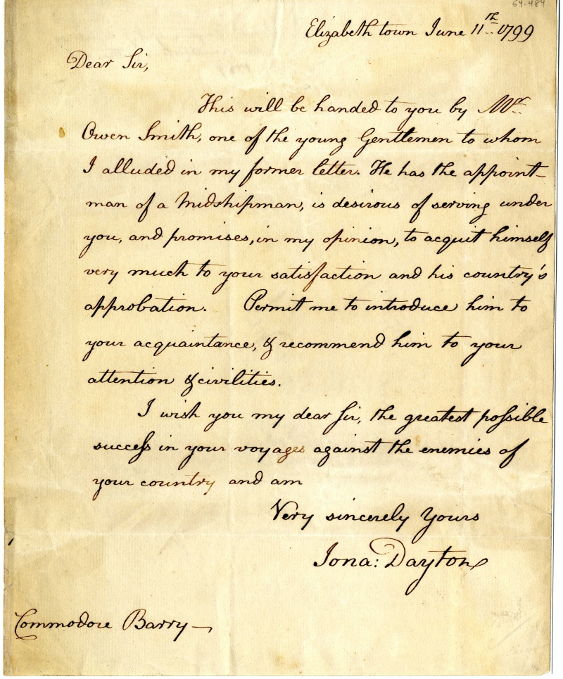 Jonathan Dayton Letter