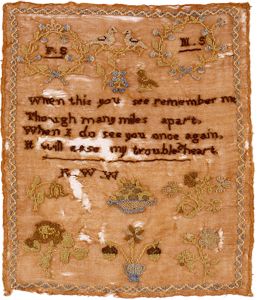 Sampler, about 1808 / Eliza Woodrow / Culpeper County, Virginia / Silk on muslin.
