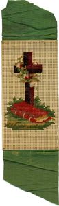 Needlework cards, mid-to-late 19th century / Wool on perforated paper / Memorial cross. (DAR Museum)