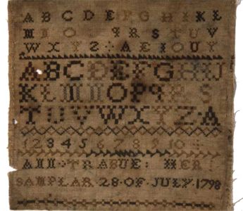 Sampler, 1798 / Ann Trabue / Possibly Green County, Kentucky / Silk on linen.
