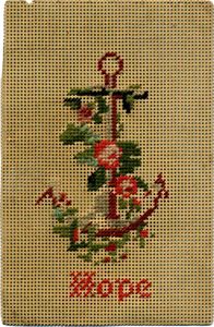 Needlework cards, mid-to-late 19th century / Wool on perforated paper / Hope. (DAR Museum)
