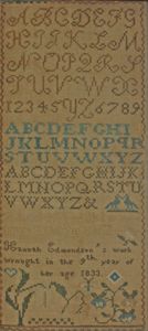 Sampler, 1833 / Hannah Edmondson / Dayton, Ohio / Silk and wool on linen.