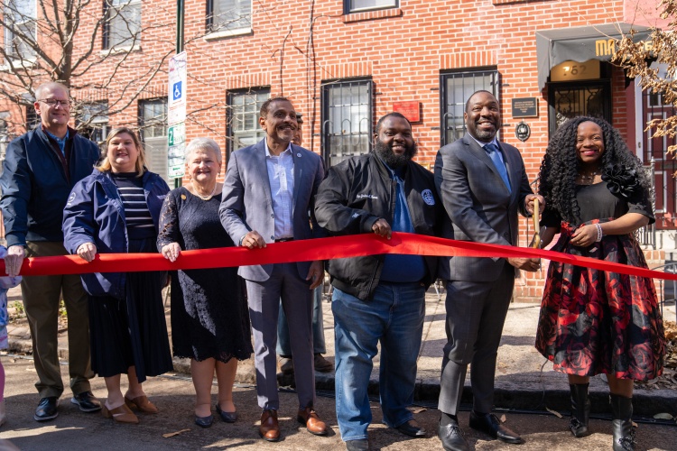 Community partners of the Marian Anderson Museum at the Ribbon cutting. 