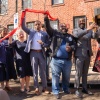 Dignitaries cheering after Marian Anderson Museum Ribbon Cutting 