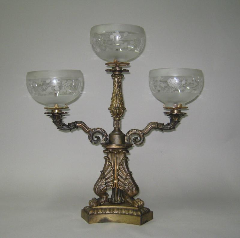 Antique Cornelius & Co Candle Holder 1849 Victorian Lady, Brass Crystals  Marble