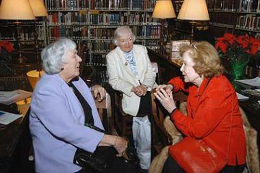 Guests mingle in the DAR Library.