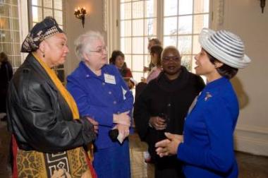 DAR member volunteers (pictured second and fourth from left) greeted guests and told them about the organization and Headquarters.