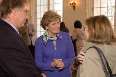 President General Linda Calvin visited with Raymond Arsenault, author of
