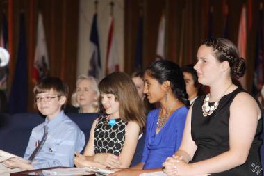 The Education Awards Night of the 123rd Continental Congress honored national student winners of the DAR American Essay Contest and they read portions of their winning essays to the audience.