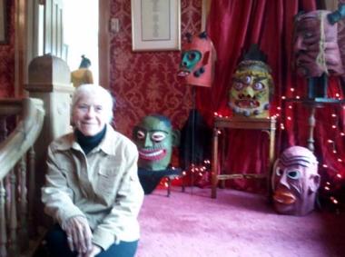 Imagine looking for lights in a storage area only to discover a trove of papier-mâché masks! Barbara Benton of the Annis Avery Hill Chapter in Michigan stumbled upon the mysterious collection at a local high school. Masks of people, animals, and other imaginary creatures abounded but were in poor condition after years of storage. Carefully examining the masks from the inside, Barbara discovered newspapers dating from 1938-1940. She set herself to the task of refurbishing the masks, cleaning and refreshing t
