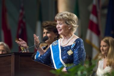 DAR President General Ann Dillon opening the Education Awards Night Ceremony of the 126th Continental Congress.