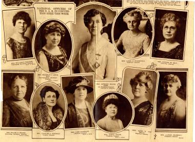 wspaper clipping of President General Cook and portraits of her cabinet circa 1923.