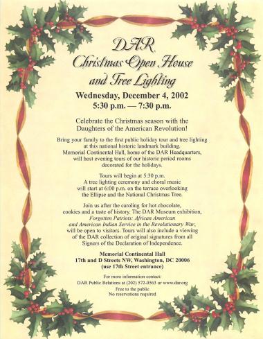1st Annual DAR Christmas Open House (2002)
