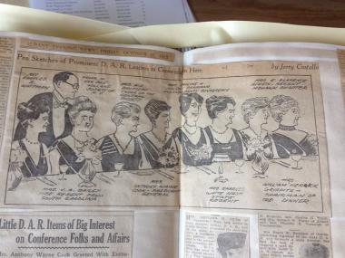 Hope you enjoy this press clipping from the New York State Organization's scrapbook: The Albany Evening News, October 26, 1923 -- sketches of the dignitaries attending the DAR State Conference, including our President General, Mrs. Anthony Wayne Cook (center).