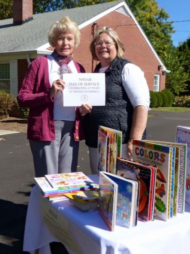 Members of the Caroline Scott Harrison chapter in Indianapolis Celebrated DAR's 125th with simultaneous events showcasing the 3 foundation principles of NSDAR: Historic Preservation- through several preservation activities at the Benjamin Harrison Presidential Site (home of first DAR President General Caroline Scott Harrison); Patriotism- delivering patriotic pillowcases (sewn by the chapter Betsy Ross Sewing Guild) to Veterans at Roudebush VA hospital; and Education- collecting children's books for distrib