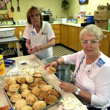 The Muskingum Ohio Daughters helped to prepare and serve a hot meal for the needy in Zanesville. A local church hosts the Sunday evening meal each week, and we were honored to be able to volunteer there. Our regent helped a woman write a letter to her son who is in prison, so we not only fed their bodies, but there was a little TLC given as well. We fed these people and helped clean up the kitchen. Feeding the less fortunate is definitely a way to “celebrate our American way of life.”