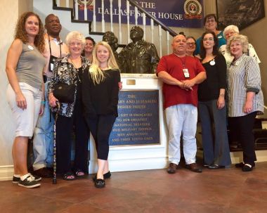 The VA Fisher House in Dallas was the focus of Sarah Cockrell Chapter's efforts in celebration of the 125th Anniversary of the founding of the National Society of Daughters of the American Revolution. Chapter members gathered personal care items, food stuff, laundry supplies, and a new printer with supplies for the office for the many families and staff that call the VA Fisher House home for however long or short a time they are there. These were packed into Welcome Bags and Snack Bags or were put in the co