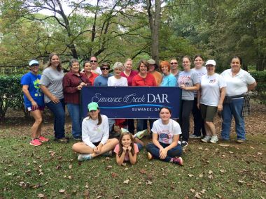 Some of the daughters, HODARS, and families of the Suwanee Creek Chapter celebrated the 125th anniversary of the National Society Daughters of the American Revolution and our National Day of Service cleaning the cemetery at Suwanee First United Methodist Church. The church and cemetery are listed on the National Register of Historic Places with the National Park Service. We raked leaves, trimmed trees, pulled weeds, cleaned headstones, and placed flags on the graves of veterans.‪#‎DARCelebrate125‬ ‪#‎DayofS