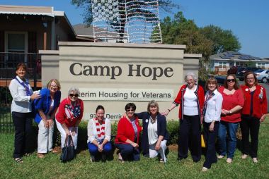 Today our National Society of the Daughters of the American Revolution, or as we are commonly known, the DAR, is celebrating 125 years of service to America. A group of ladies from the Heritage Trails Chapter had an idea to promote our mission statement of historic preservation, patriotism and education to the young heroes at Camp Hope of the PTSD Foundation of America. We discussed some of their needs and decided for our 125th Day of Service Project we would remodel their children’s care center. Knowing th