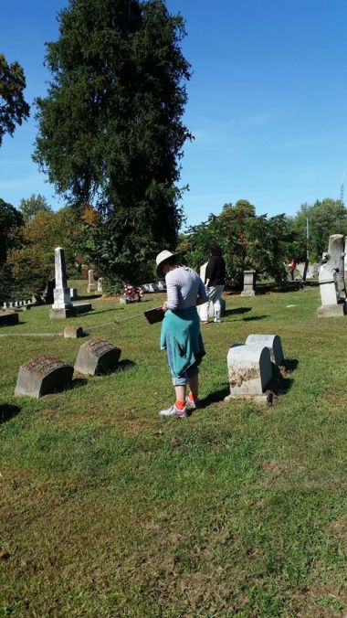  Lafayette Spring Daughters of the American Revolution, Day of Service was recording Cliff Cemetery in Cannelton, Indiana for a Historic Cemetery application.