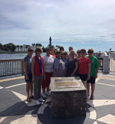 Lighthouse Point Florida Chapter participating in the National Day of Service. It was a beautiful day at the inlet. We scrubbed and waxed Our DAR Marker and all the other Markers and then cleaned up the whole park!  Our Honorary State Regent, Cyndi Symanek joined us as well.   Thank you to the Daughters who attended and brought their children to help too!