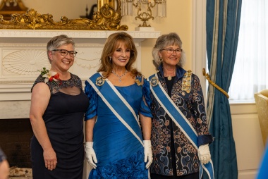 DAR 2025 Outstanding Teacher of American History poses with the president general and Suzanne Heske