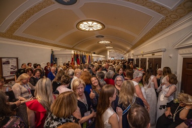 Members in the lobby of DAR Constitution Hall ready for the Opening Night Ceremony
