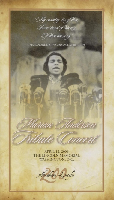 Program from the Marian Anderson Tribute Concert, April 12, 2009.