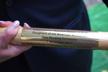 DAR and the National Park Service each received a commemorative shovel with a plaque marking the occasion.