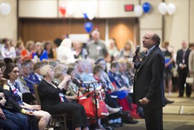 One of the featured presentations of Celebrate America Night was Bennett Greenspan, president and CEO of Family Tree DNA. He shared how DNA testing can help in genealogical research, especially when traditional documentation is hard to locate.