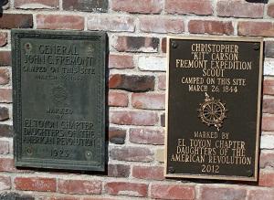 Grant Recipient, Historic Preservation: El Toyon Chapter, Stockton, Calif. The chapter's 1923 plaque commemorating Capt. John Fremont's Western expedition was returned to the Dodge House and grant monies were used to purchase an additional plaque honoring the party's scout, Kit Carson. The expedition camped at this location March 26, 1844.