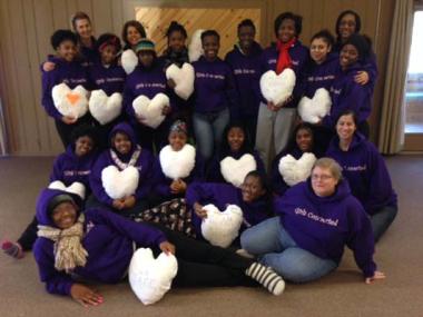 Sometimes a service project presents an opportunity to impact a community beyond our immediate geographic surroundings. Sheila Peckham of the Lucretia Shaw Chapter, in Connecticut learned of a sewing project through her niece, Rebecca, who lives in Chicago. Rebecca works with troubled teens through Passion Outreach of North Chicago. Heart shaped pillows were needed for a weekend retreat. Sheila designed, cut and sewed the pillows which the young girls received during the weekend. Making a difference in the 