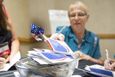 More than 2,000 cards showing appreciation to military families were collected during Celebrate America Night and will be distributed to military families through Blue Star Families Operation Appreciation program.