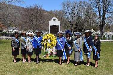 DAR Executive Officers honor Margaret Corbin at her monument in the West Point Cemetery.