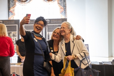 Three women taking a selfie